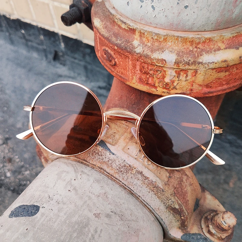 Gothic Steampunk Men Sunglasses Women Round Metal Vintage Shades Brand Designer Pink Mirror High Quality UV400 New | Аксессуары для