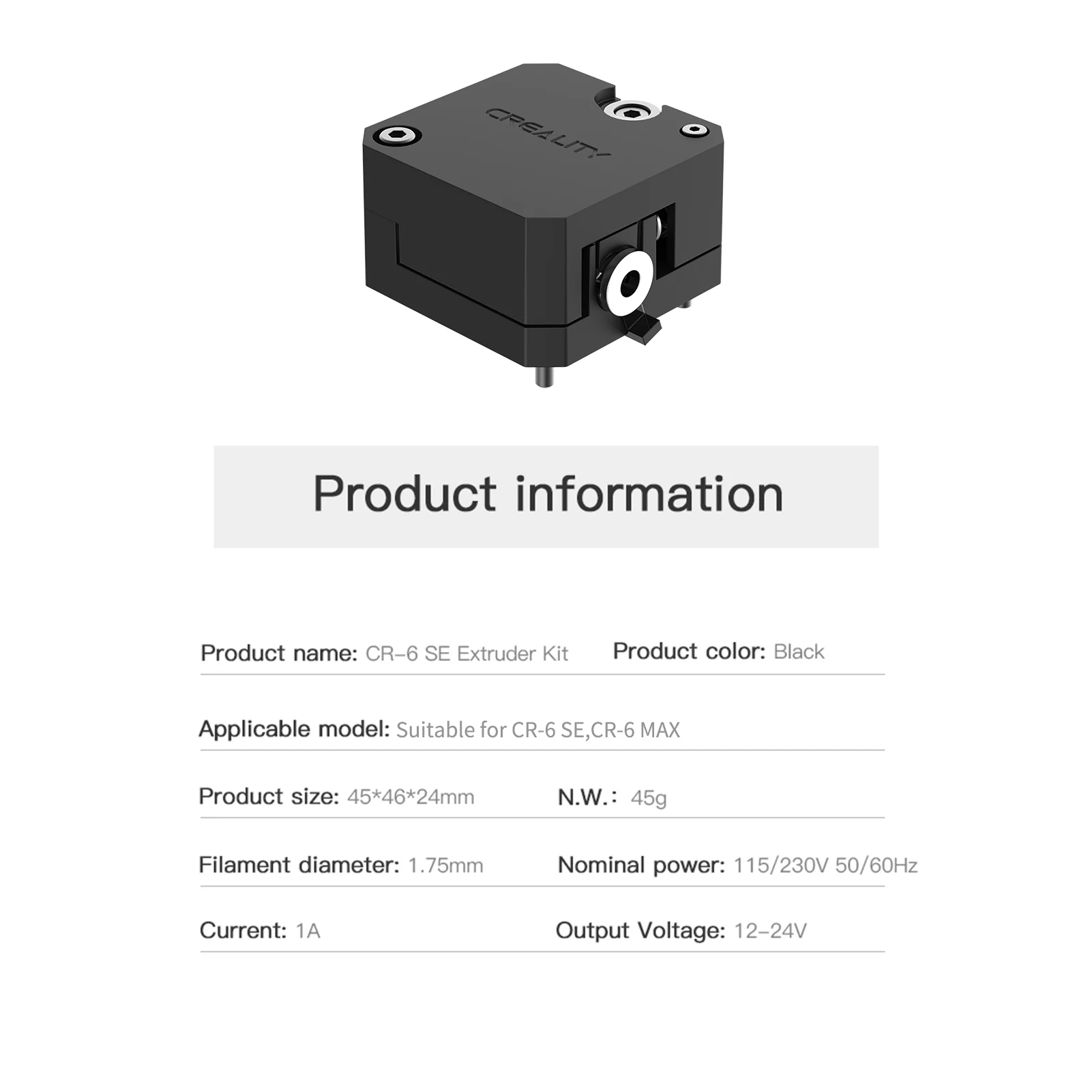 original crealitycr 6 se extruder kit 1 75mm filament smooth extrusion stable feeding for cr 10 smartcr 6 secr 6 max printer free global shipping