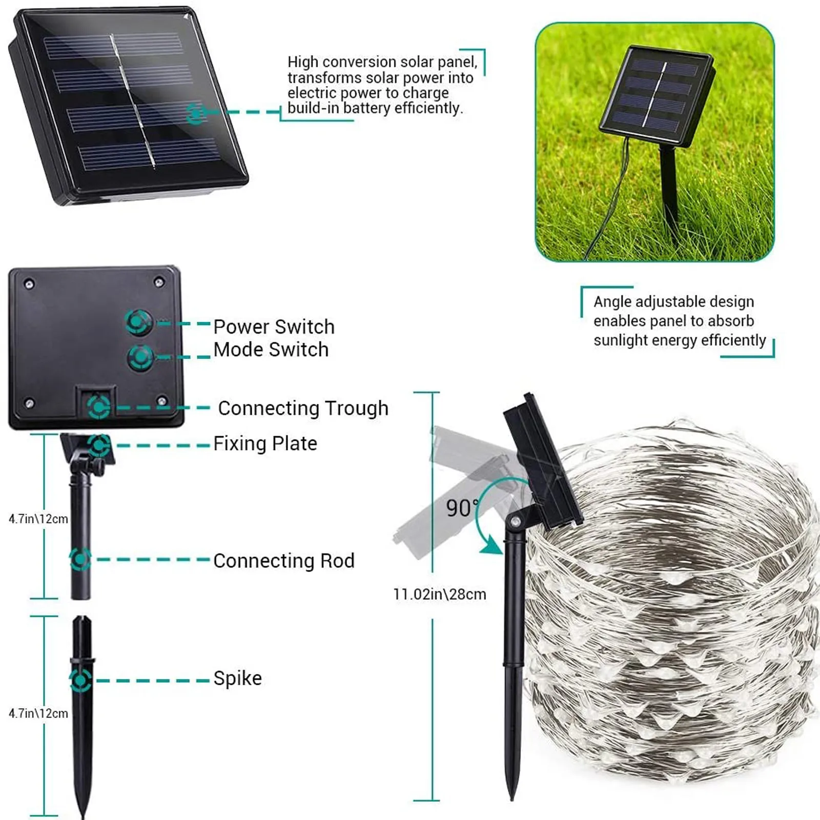 

Outdoor Led Solar Light String 20m 200 Led Solar Light With 8 Lighting Modes Holiday String Light Yard Garden Decor Lighting