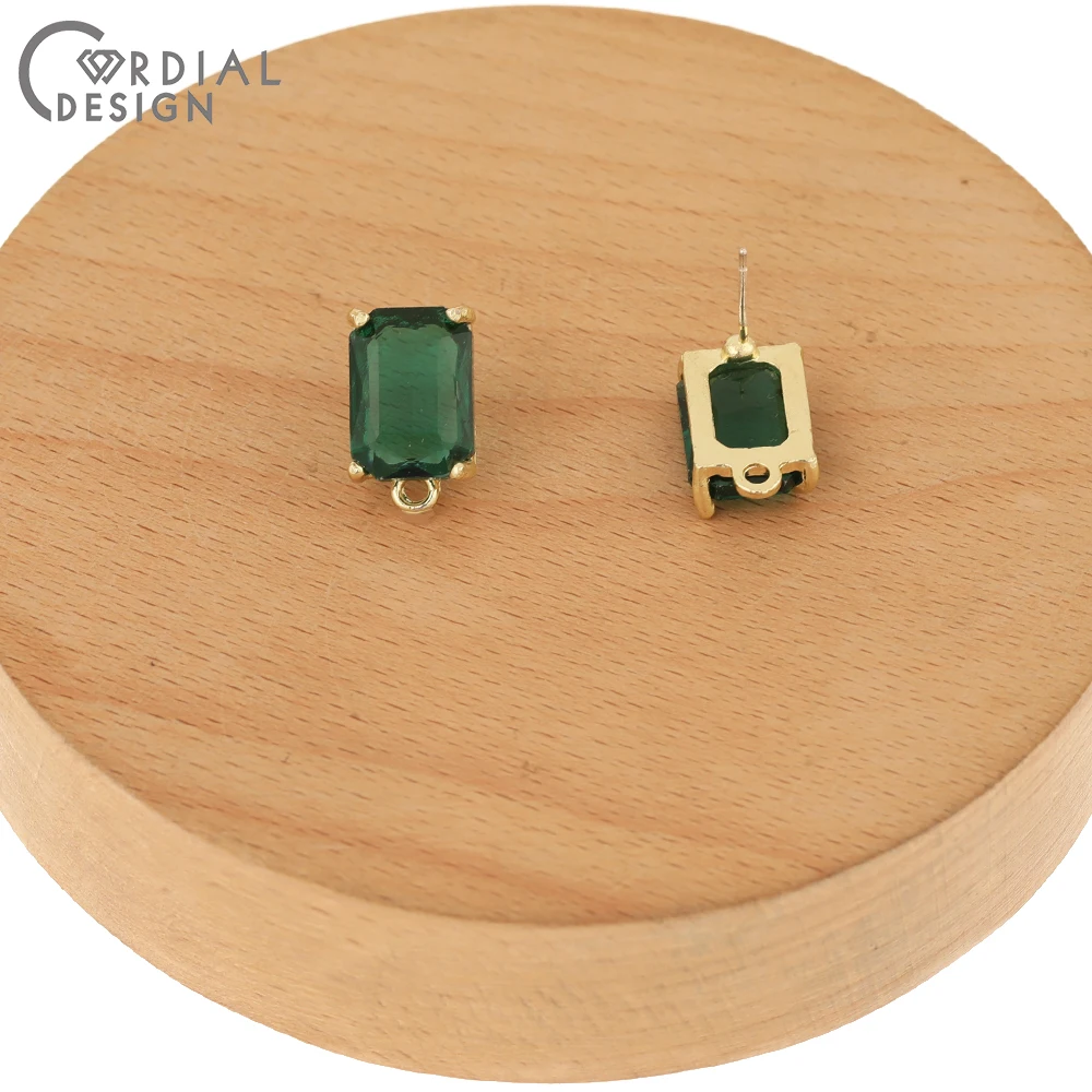

Cordial Design 50Pcs 10*17MM Jewelry Accessories/DIY Earrings Making/Rectangle Shape/Green Crystal Earrings Stud/Hand Made
