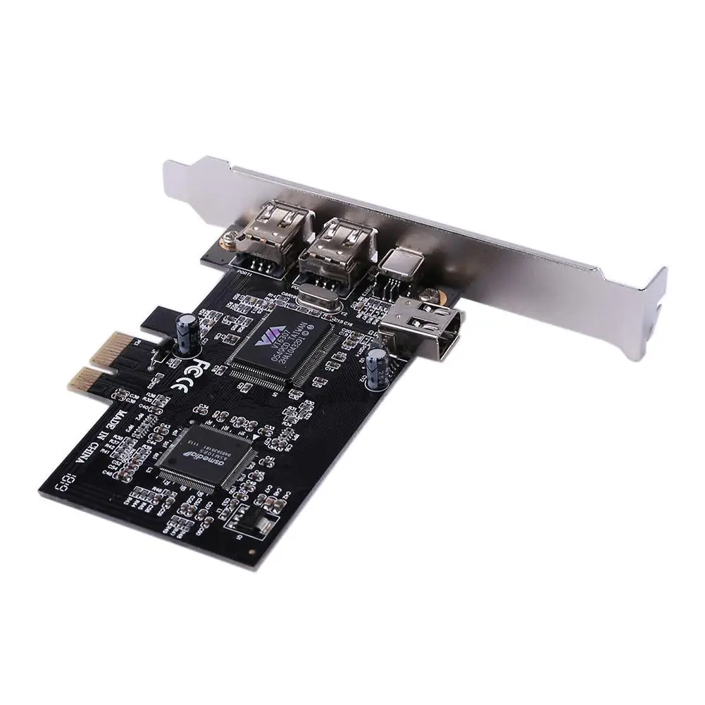 

3 Ports 1394A Expansion Card PCI-E 1X to IEEE 1394 DV Video Adapter 1x 4Pin 2x 6Pin Controller for Desktop PC for Window 7 8 10