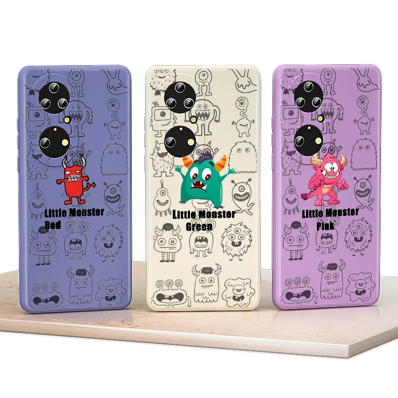 

Monster straight-edge For Huawei P50 P40 P30 P20 E P Smart Z Plus Pro Lite 2019 2021 5G Liquid Silicone Soft Phone Case