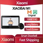 Оригинальный умный дверной звонок Xiaomi Xiaobai, камера с инфракрасным ночным видением, детектором лица, ии, обнаружение человека, ЖК-дисплей, работает с MIJIA