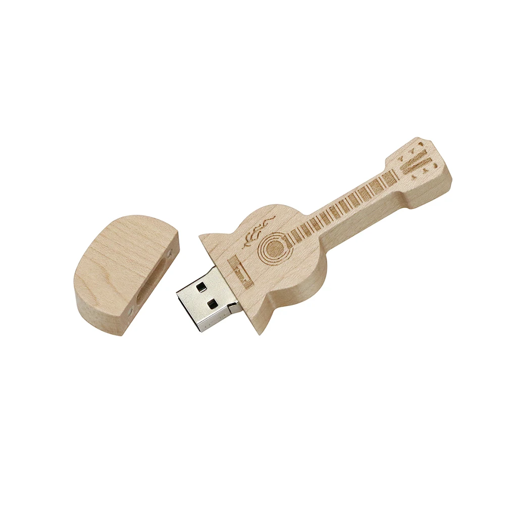 Флешка с деревянной коробкой 8 гб 16 32 64 128 USB флеш накопитель мультяшной гитарой 256