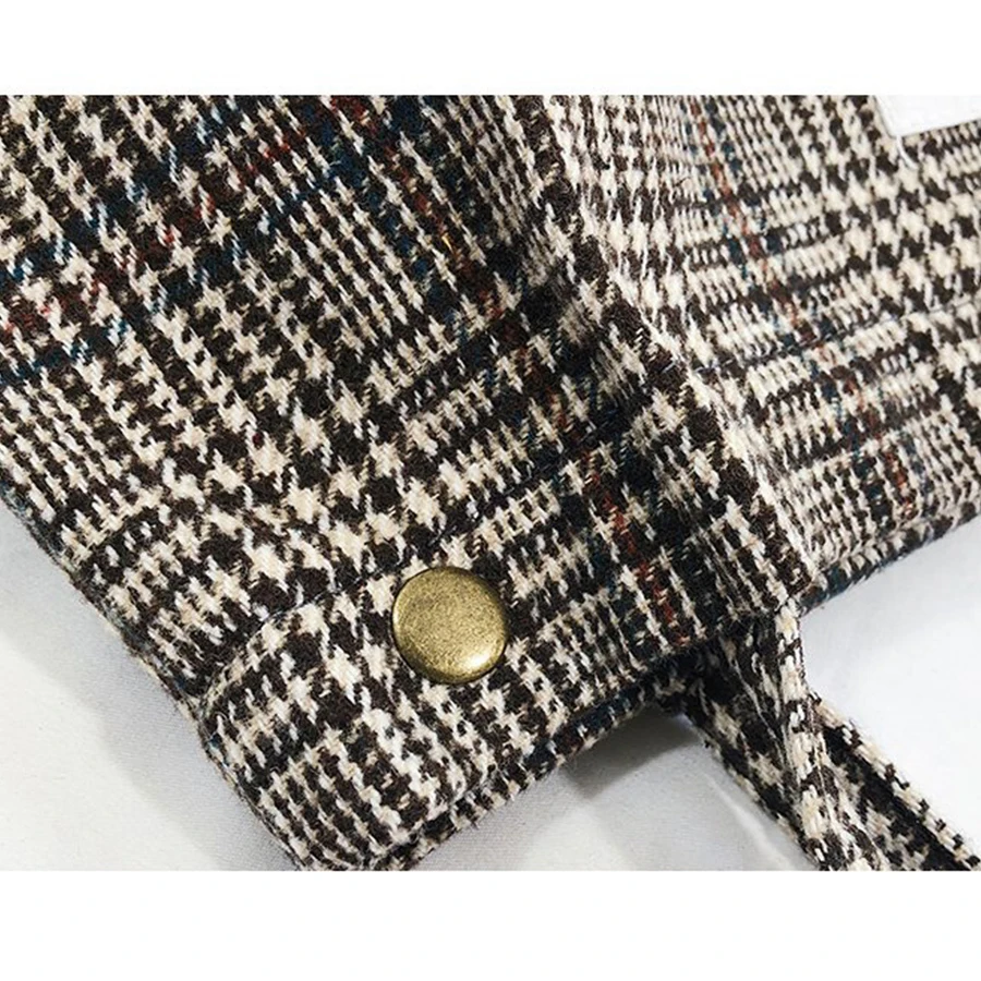 

2021 Women's Bags Woolen Canvas Shoulder Bag Ladies Vintage Tartan Handbags Female Fashion Plaid Tote Cloth Bags For Preppy Girl