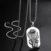 silvery stainless steel chain cobra snake pendant necklace bijoux gothic necklace for men women fashion male jewelry gift