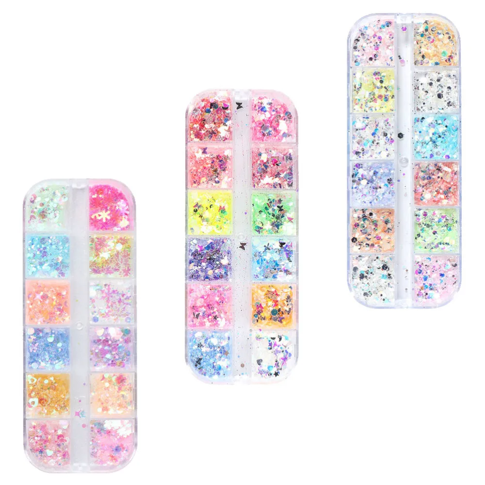 

3 Boxes Manicure Luminous Sequins Delicate Irregular Ice Sequins Decor