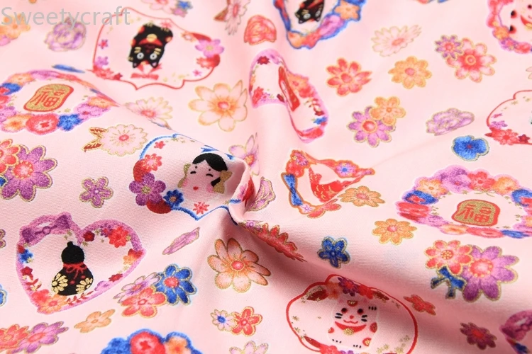 110x45 см Ткань с цветочным принтом на удачу тонкая хлопчатобумажная ткань от Yard Tecido