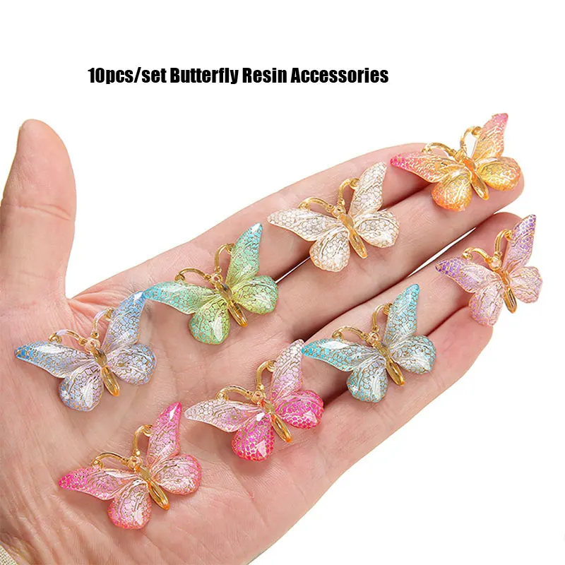 

10Pcs/lots 38*23mm Resin Butterflies Figurine Crafts Flatback Cabochon Ornament Jewelry Making Bag Pen Hair Accessories