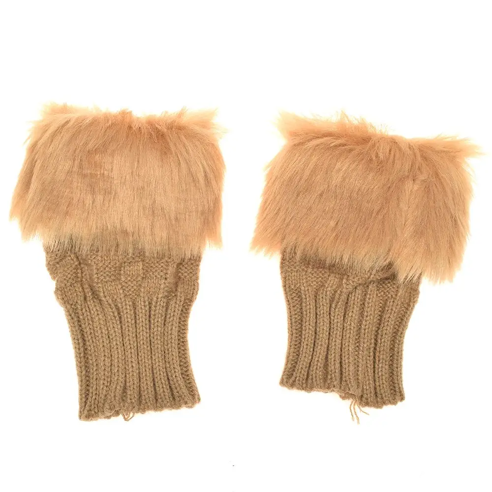 Меховые без пальцев Рукавицы женские зимние перчатки теплая шерсть вязаные с