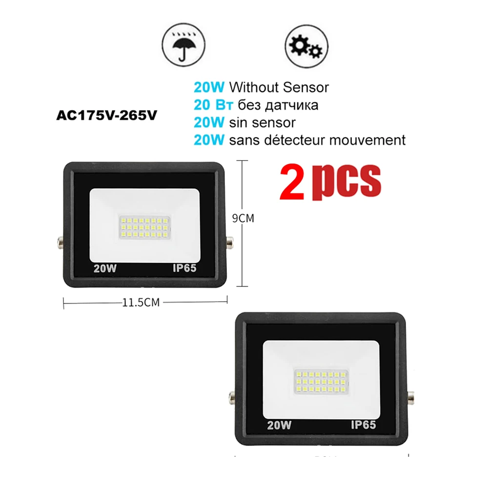 

1-2pcs 220V 10-100W LED FloodLight Spotlight Exterior Street wall reflector Radar light Motion Sensor LED Lamp Waterproof Garden