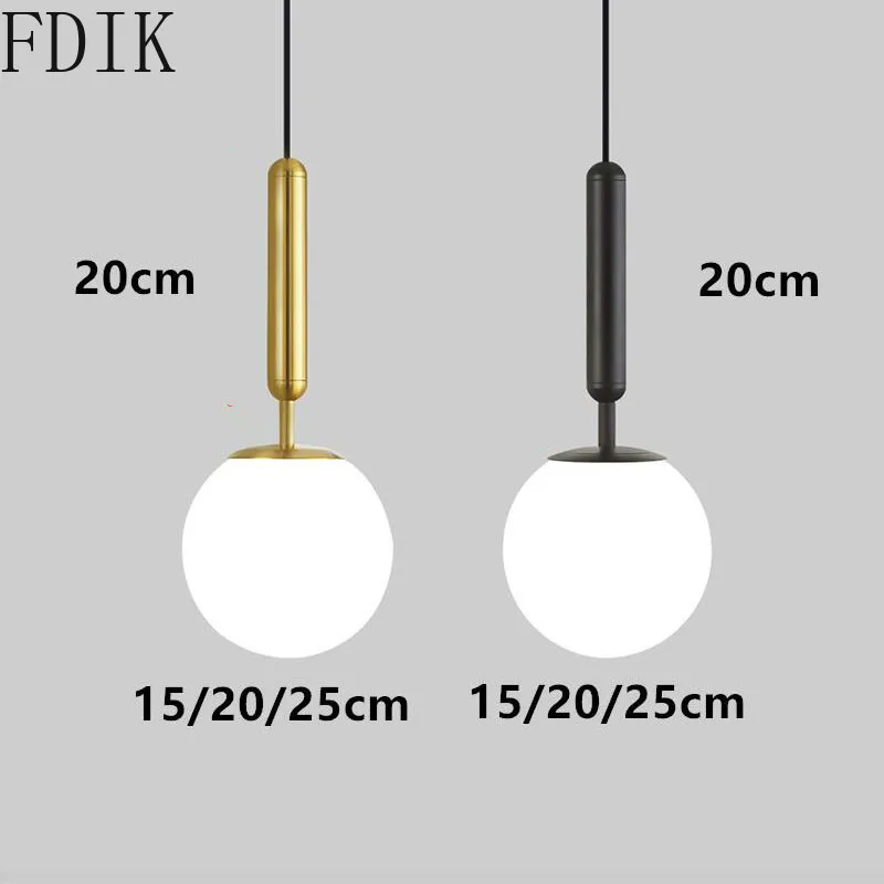 

Nordic LED Pendant Light Glass Ball Hanging Lamp for Living Room Bedroom Bedside Bar Single Head Mirror Lamps Luminaire Lighting