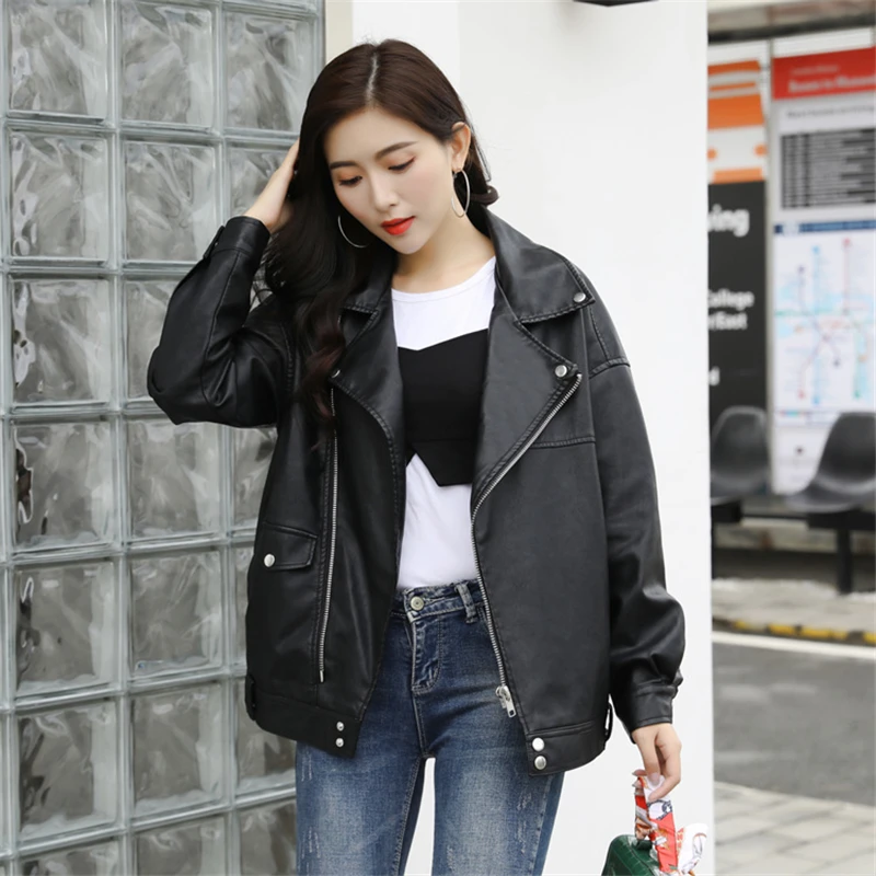 Куртка женская из искусственной кожи Осень-зима | Женская одежда
