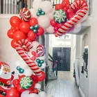 119 шт. рождественские тростниковые конфеты, фольгированные воздушные шары, гирлянда, красные, белые латексные шары, Рождественское украшение, украшения для дня рождения, товары для декора
