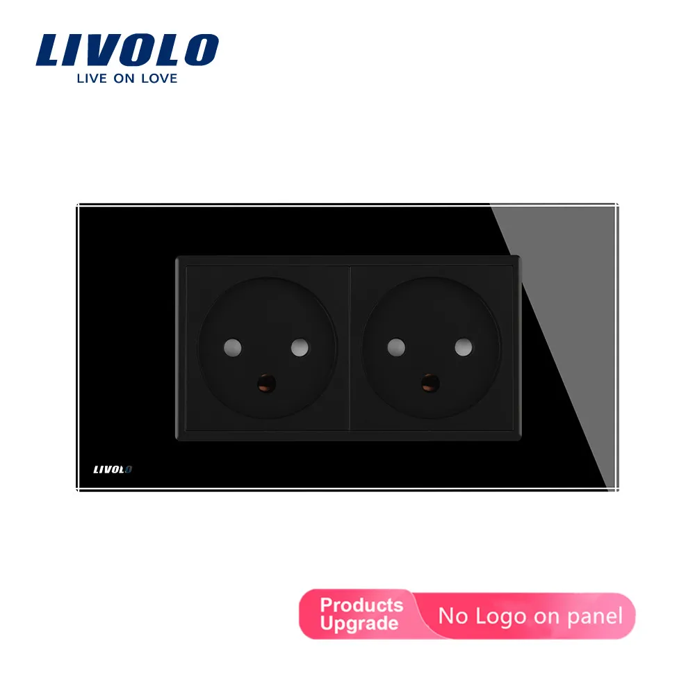 LIVOLO prise двойная Israel мощность 16А розетка, закаленное белое/черное стекло панель, AC 100~ 250 В, Siamesed дизайн, без логотипа