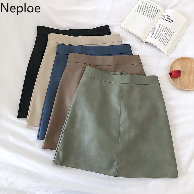Neploe/черная высокая талия A Line Jupe Femme осенне-зимняя верхняя одежда мини Короткая Faldas Mujer облегающая кожаная юбка для женщин 46411