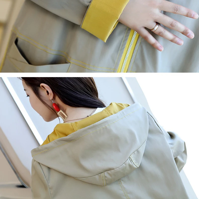 

Large Size Women Mid-length Trench Coat 2020 Spring Autumn New Outwears Female Long-Sleeved Zipper Solid Pockets Windbreake Top