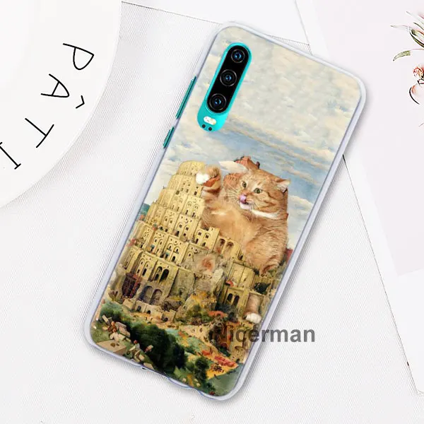 Забавный Pat Cat Art painting красочные милые чехлы для телефонов huawei P30 Pro P10 P20 Lite P30 Lite P Smart Plus Жесткий Чехол для ПК Co - Цвет: 08