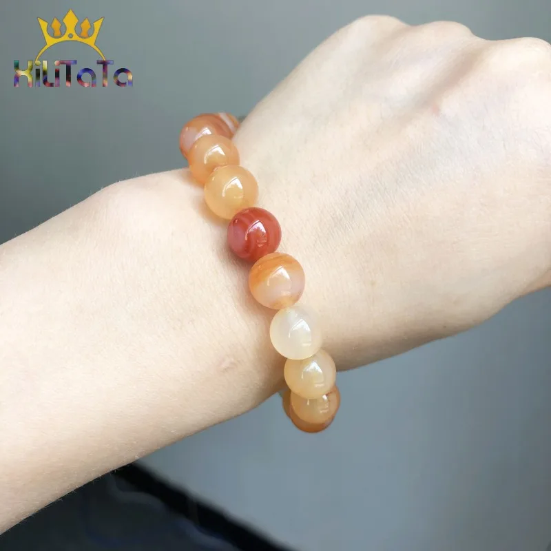 Круглые бусины из сердолика и агата оранжево красные Гладкие для изготовления