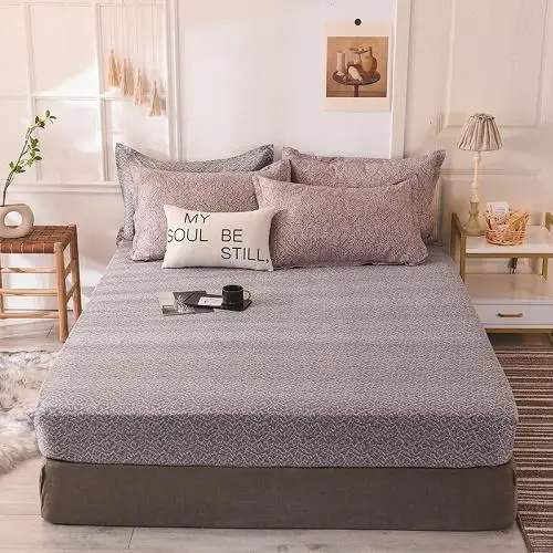 53 New Product 1pcs Cotton Printing bed mattress set with four corners and elastic band sheets - Цвет: lvdongkaseB