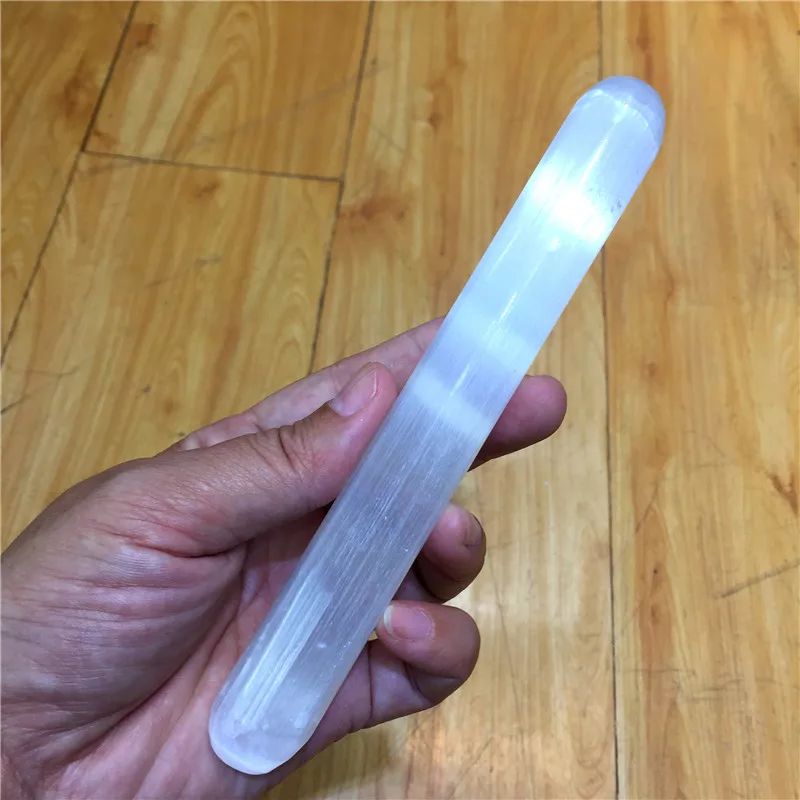 Цилиндрический массажный инструмент из натурального белого камня селенита | Дом