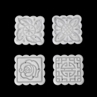 p15f 5pcs stamps 50g square flower moon cake mold mould pastry mooncake hand diy tool