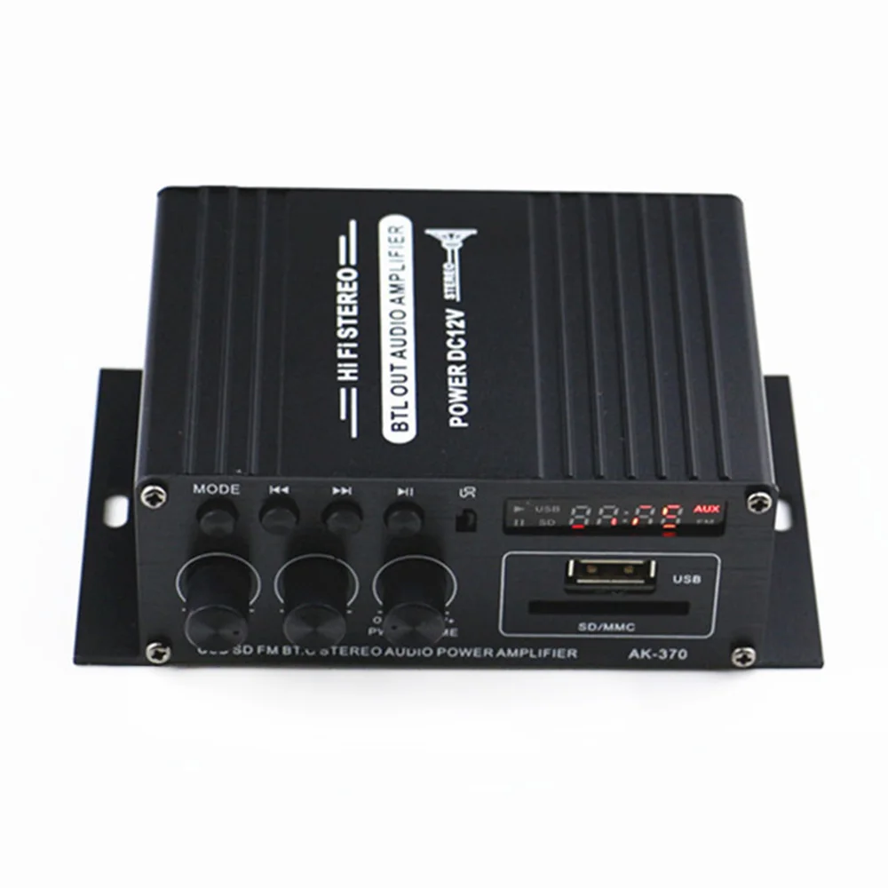 12V Car Audio Amplifier Bluetooth Out Hi-Fi MP3 Radio Stereo Bass Speaker Booster Player for Motorbike Home AK370 | Автомобили и