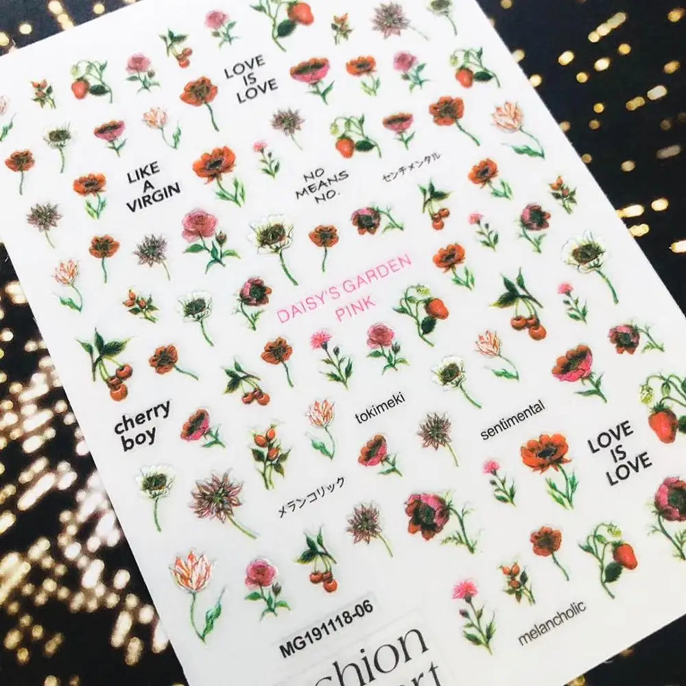 Новейший японский дизайн красный желтый синий переводная наклейка на цветок для