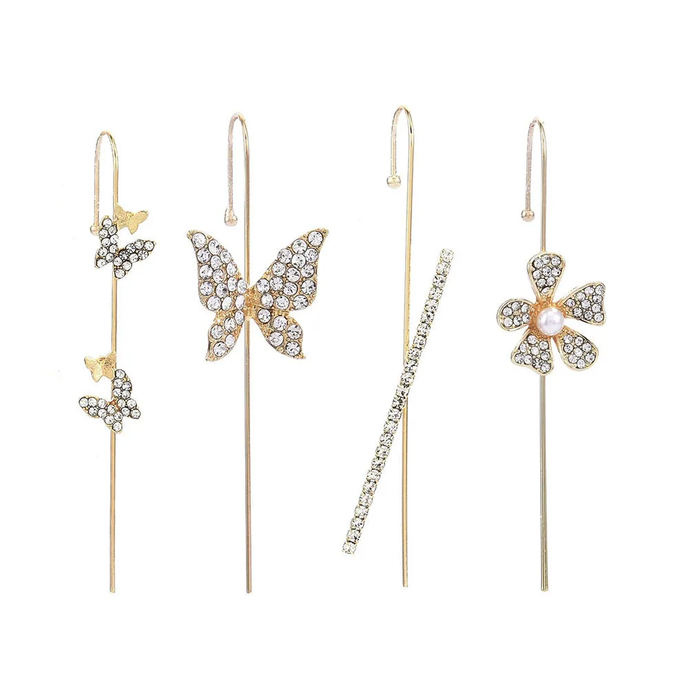 

Cubic Zirconia Ear Bone Clip Niche Korean Wind Piercing Ear Hook Climbing Car Hook Female Wedding Jewelry Gift Stud Earrings