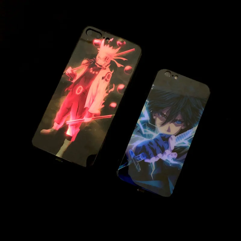Японский аниме закаленный стеклянный чехол для телефона iPhone 6S 7 8PLUS XS MAX есть светодиодный роскошный стеклянный чехол для вспышки блестящий чехол для телефона