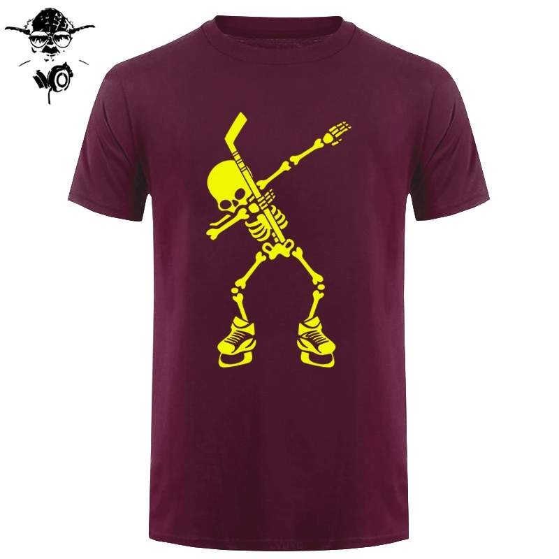 Hockeyer Skeleton Dabbing танцевальная футболка для Хэллоуина новая мужские модные футболки