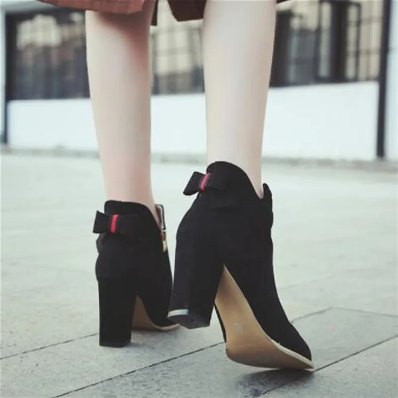 Женские ботинки из флока ботильоны на весну и осень женские для вечевечерние в