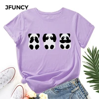 jfuncy oversize womens tops cute panda print harajuku tshirt female shirts summer casual short sleeve basic tee cotton t shirt