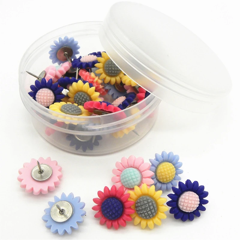 

30PCS Decorative Cute Thumb Tacks Nails Push Pins Push Pins Soft Flat for Photos Wall, Maps, Bulletin Board or Cork