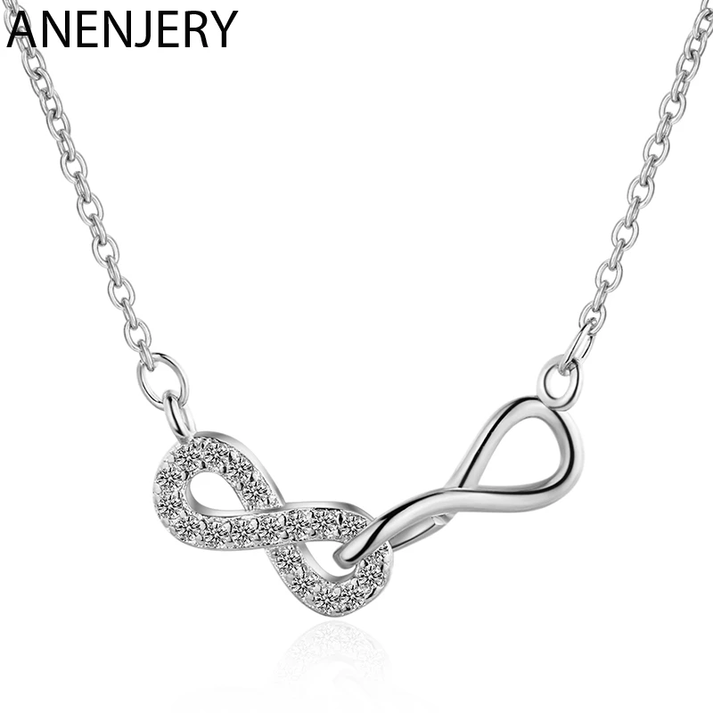 

GOLDRIA 925 Sterling Silver Infinity Pendant Friendship Necklace Zircon Pendant Jewelry For Best Friend Gift S-N473