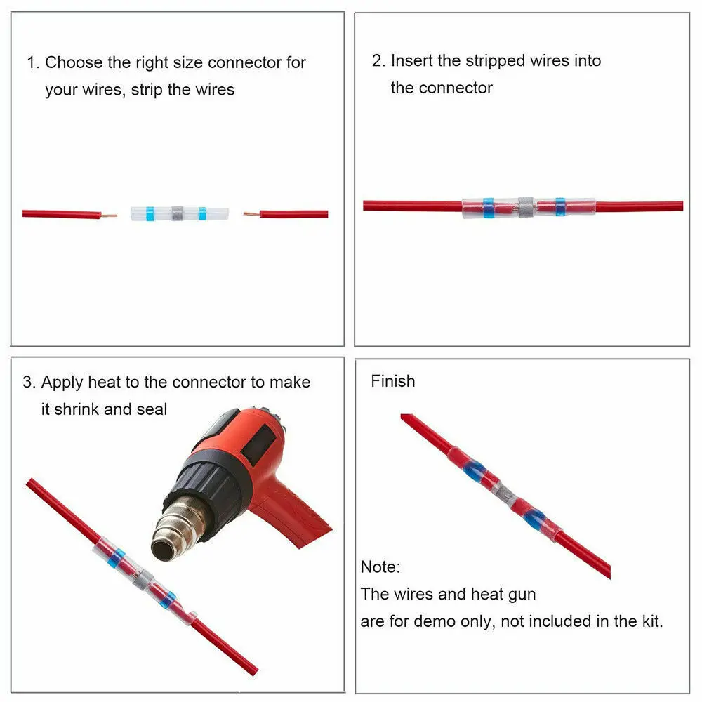 

10/100PCS Solder Connectors - Heat Shrink Solder Butt Connectors- Insulated Seal Solder Wire Connectors - Automotive Marine