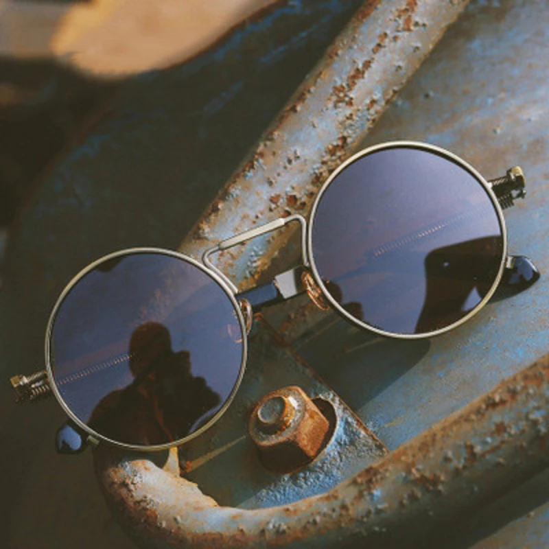Винтажные круглые поляризационные солнцезащитные очки в стиле стимпанк для
