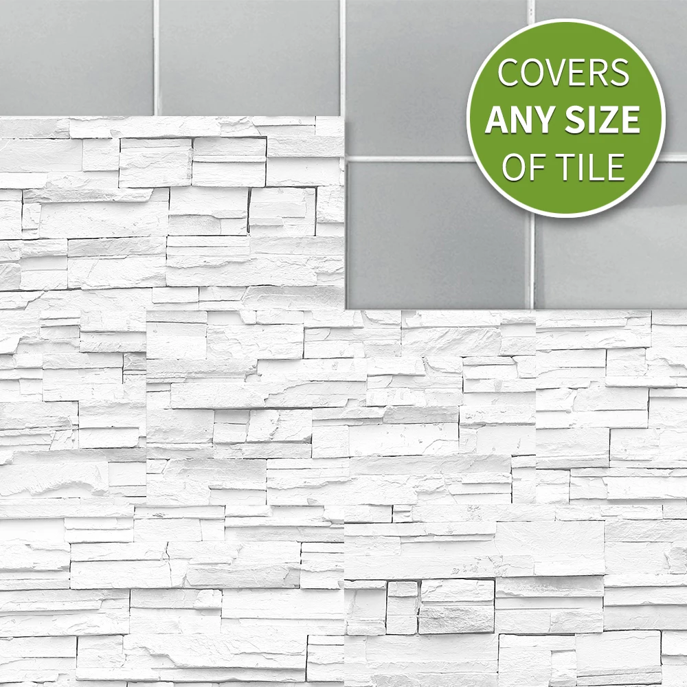 Настенные стикеры в стиле ретро с белым камнем и кирпичом маслостойкие