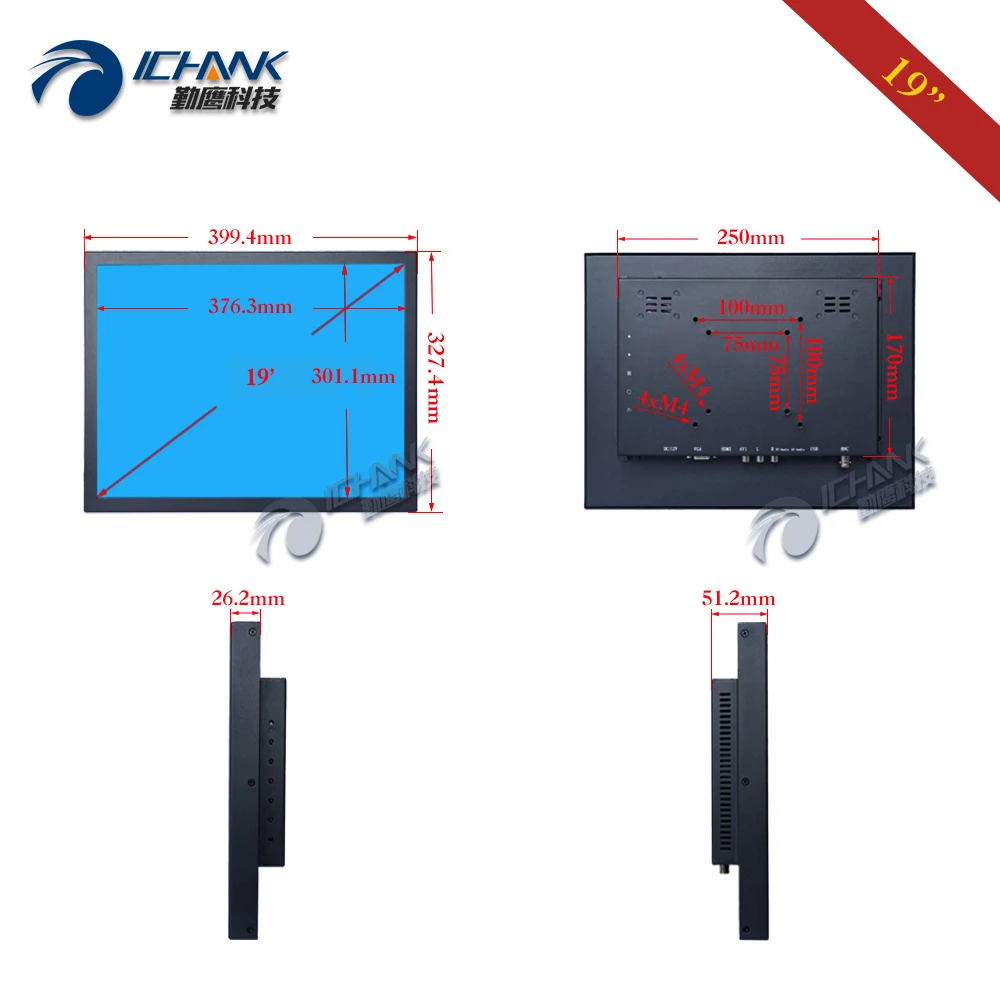ZB190TC 591R/19 &quot1280x1024 4:3 HDMI USB VGA металлический чехол настенный промышленный