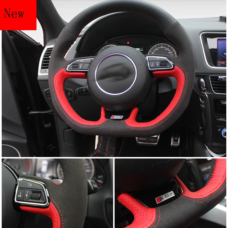 

Hand-stitched Leather Suede Car Steering Wheel Cover for Audi A1 A3 A8L S5 S7 SQ5 TT R8 Car Accessories