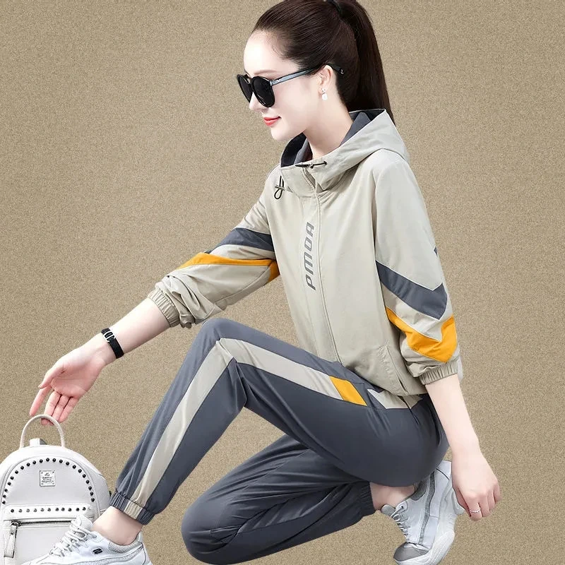 Conjunto de 2 piezas formado por Sudadera con capucha y Pantalón de deporte para mujer, chándal informal holgado, ropa de calle, moda coreana
