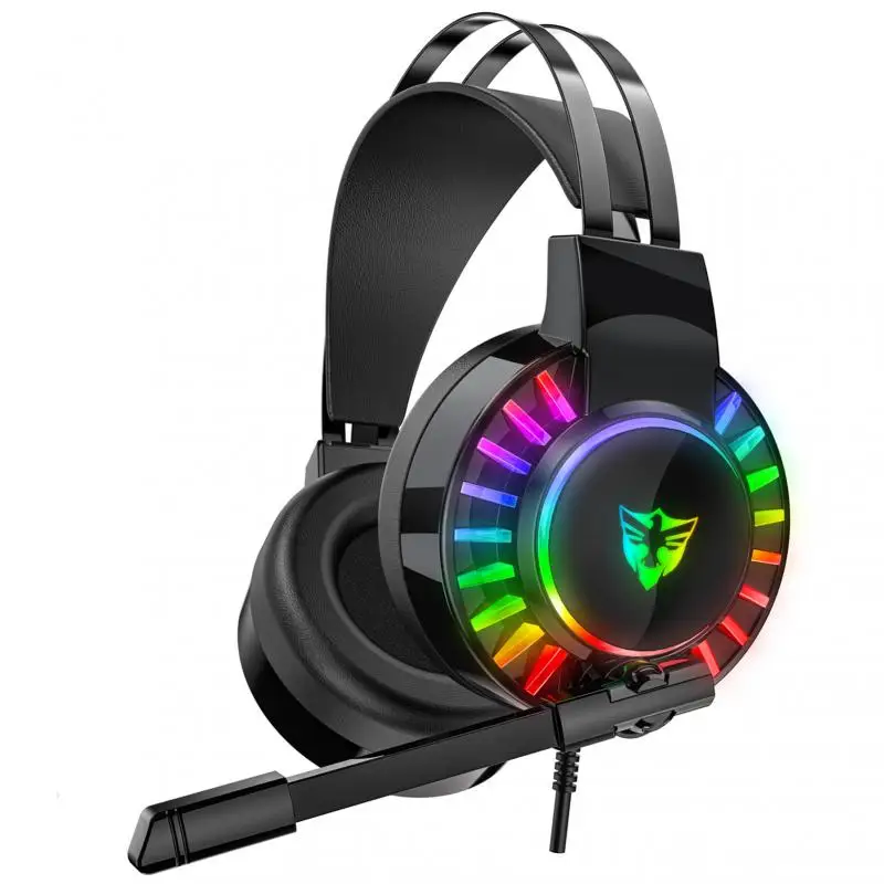 

Игровая гарнитура 3,5 мм, проводные наушники RGB, игровые наушники с шумоподавлением и микрофоном для ноутбука, высокое качество