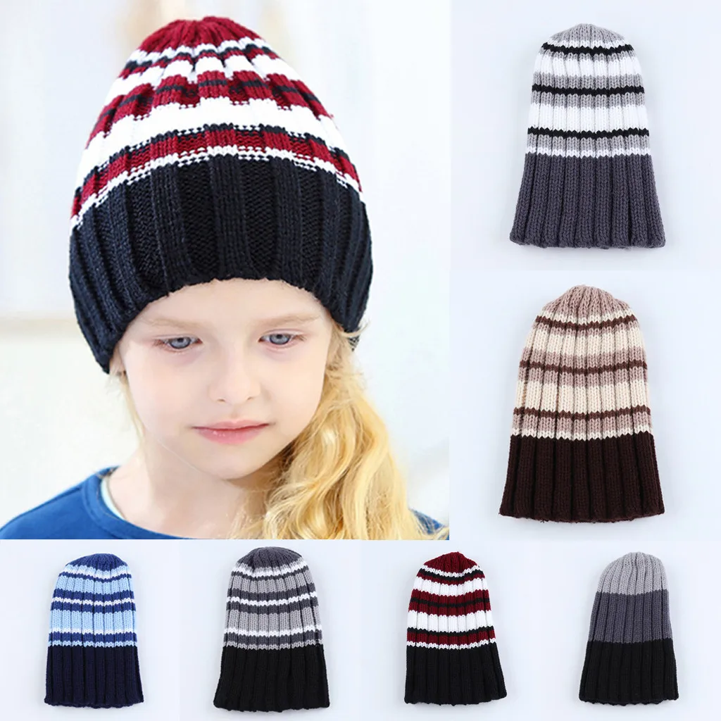Зимняя детская унисекс теплая Повседневная вязаная шапка с буквенным принтом