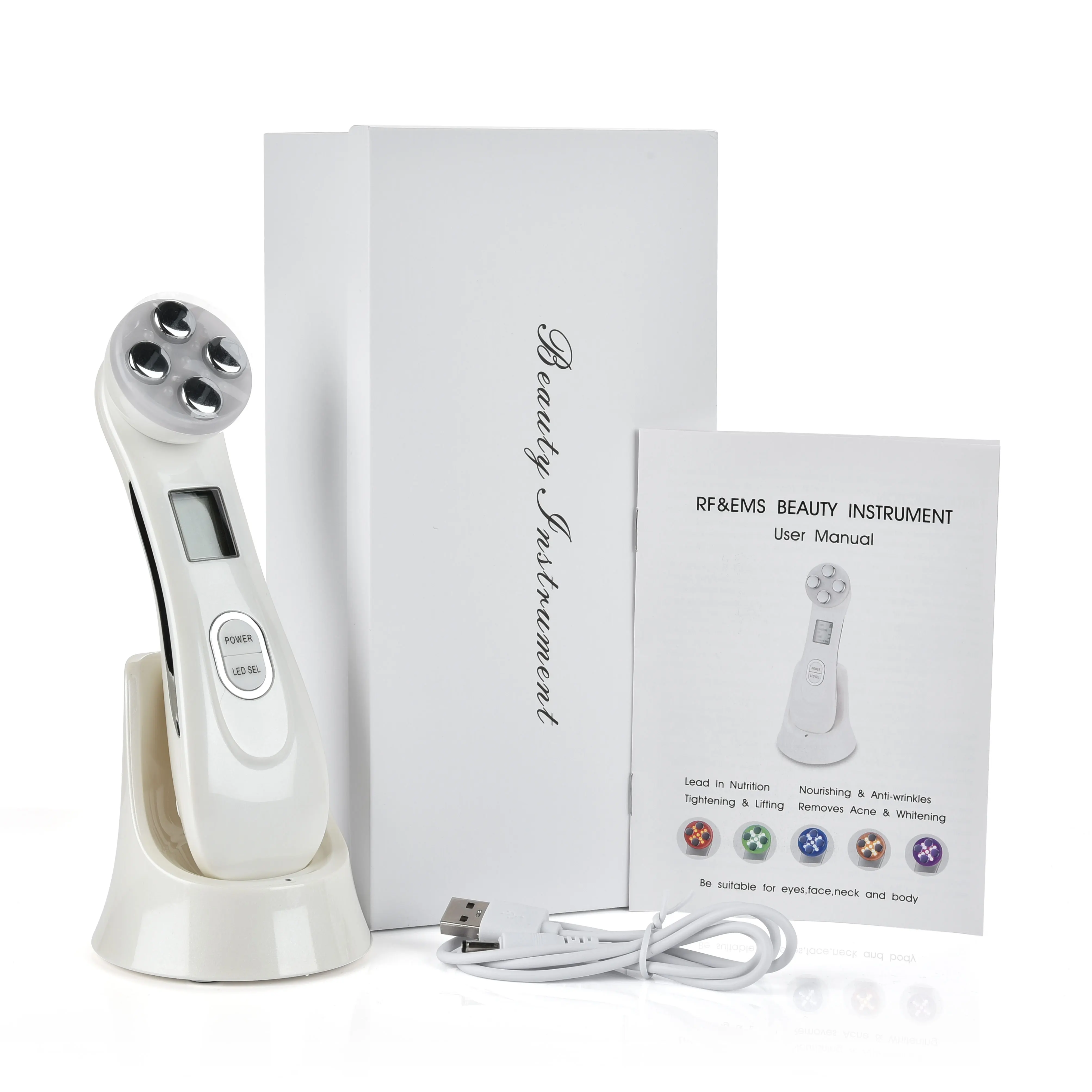 

Face masager with Box EMS LED Photon Therapy Electroporation Beauty Machine Anti Aging Face Lifting Tightening Facial Care Tools