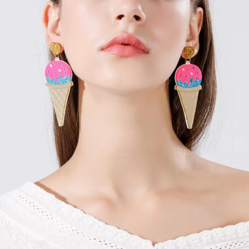 Горячая лето супер прекрасный красочный лед для крема акриловый Висячие серьги