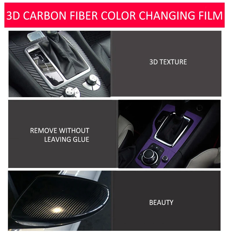 

127cmx10cm Car 3D Carbon Fiber Vinyl Car Motorcycles Wrap Sheet Roll Film Sticker Decal 10 Color Car Stickers Car Accessories
