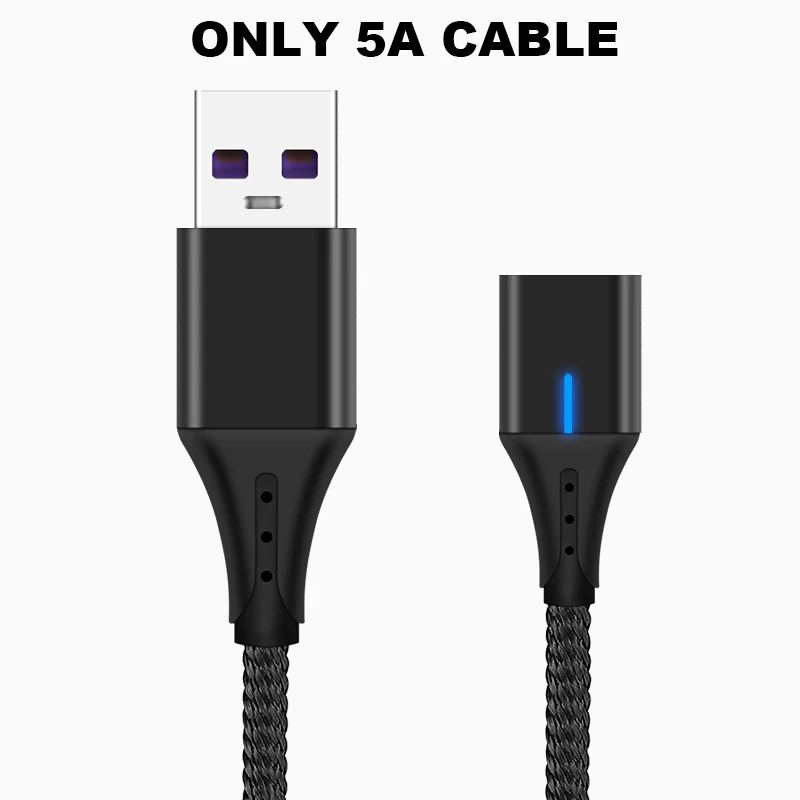 5А супер быстрая зарядка Магнитный USB кабель type C Micro usb кабель для зарядки данных быстрое зарядное устройство поддержка передачи данных 90 градусов - Цвет: 5A Black Cable