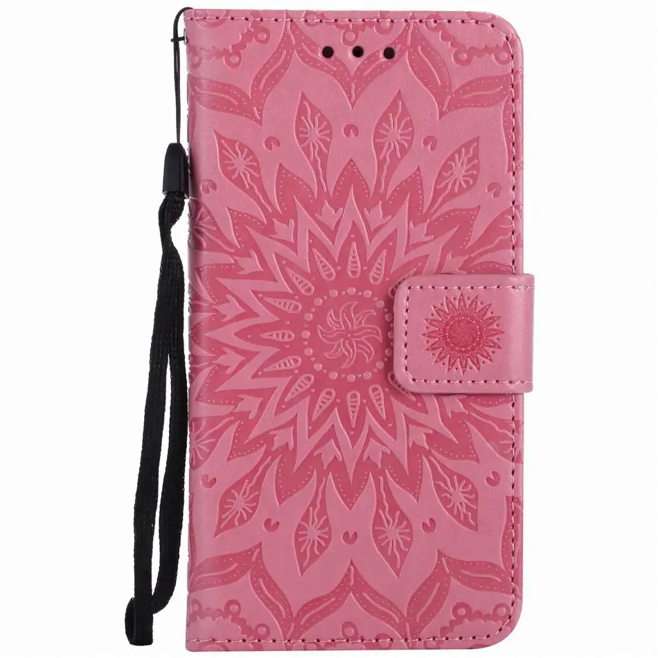 Кожаные чехлы-книжки с цветами для iPhone X, XR, XS, 11 Pro Max, 8, 7 Plus, 5S, 6 S, Touch 5, 6, однотонная цветная крышка, мандала, сумка для телефона DP23Z - Цвет: Pink