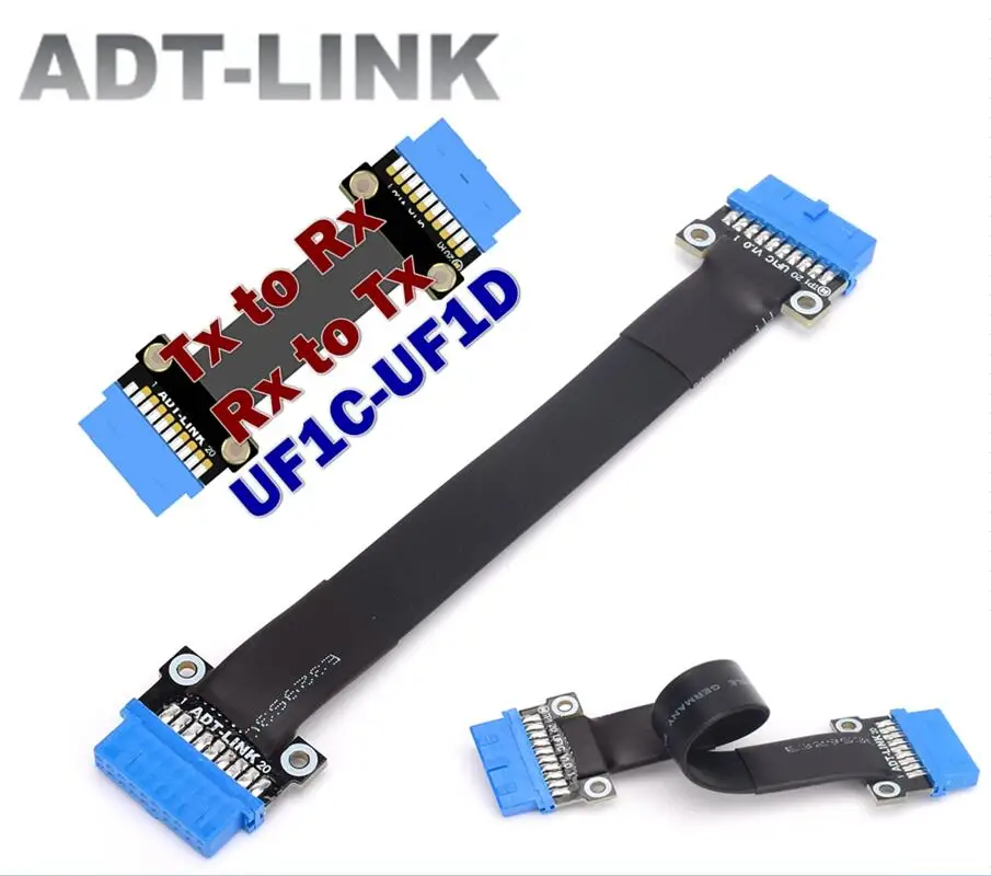 

Внутренний адаптер USB 3,0 19P/20P мама-мама TX к RX плоский ленточный кабель расширения для USB3.0 PC материнской платы соединитель переходник