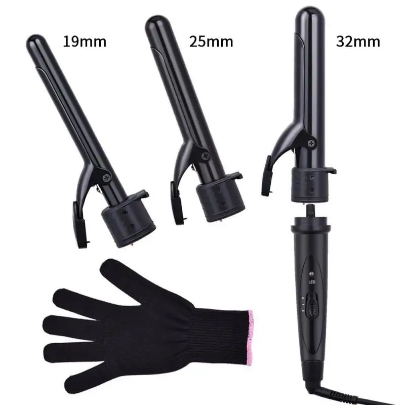 

NuMe Three In One Hair Curler Ceramic Head Changing Hair Curler With Clip Hair Straightener Fast Heating Hair Waver Styling Tool